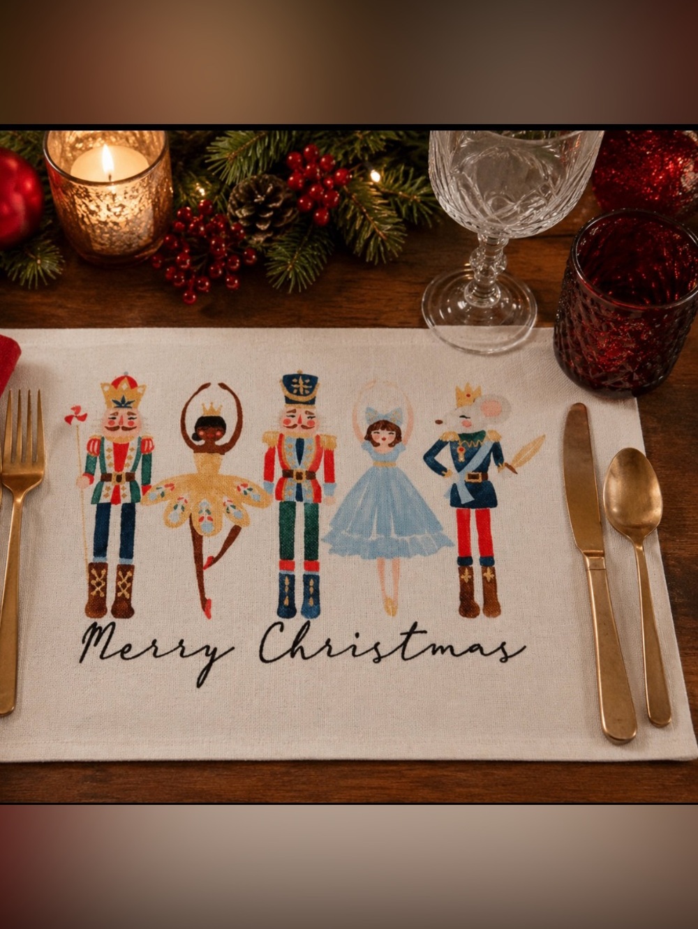Anthropologie Nutcracker Christmas’s Placemats Set of 4 NEW